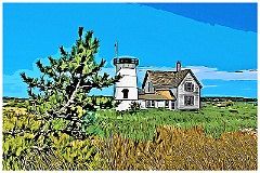 Headless Stage Harbor Light of Cape Cod - Digital Painting